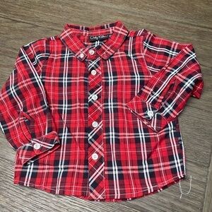 Only Kids Baby Toddler Boy Plaid Long Sleeve Button Up Shirt Top 3T in Red